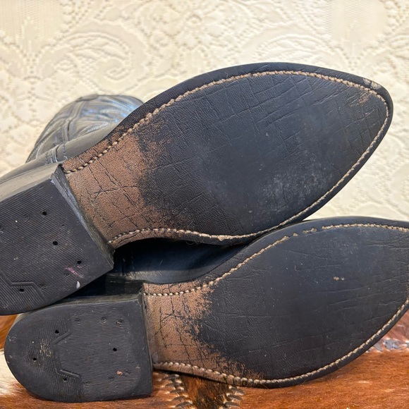 Vintage Black Western Leather Boots men’s size 8 1/2 EE wide - Picture 10 of 11